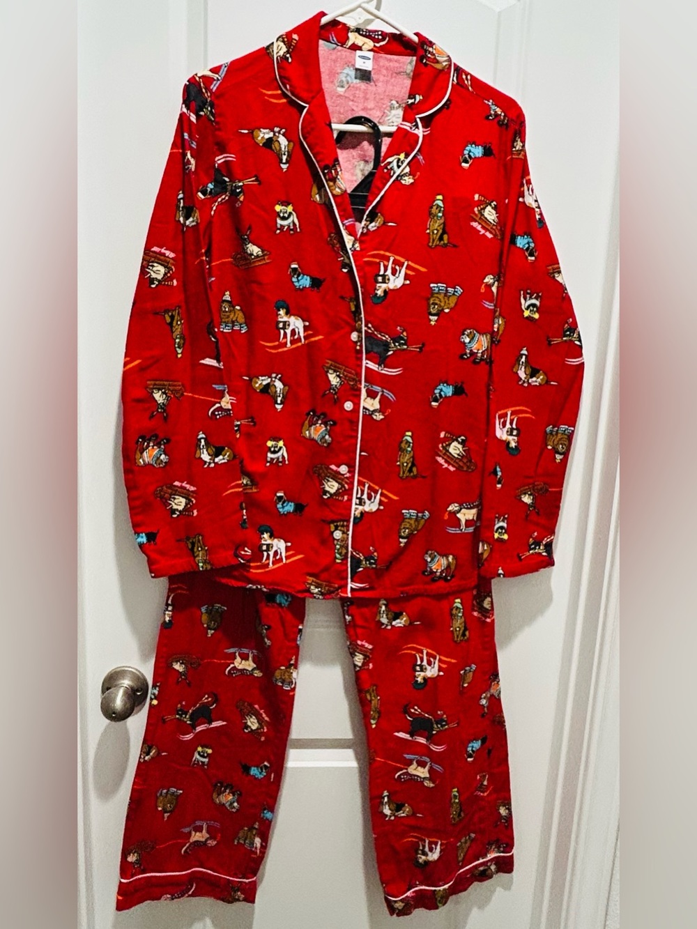 2018 Old Navy Christmas Puppy flannel pajama set Novelty Print Sz M